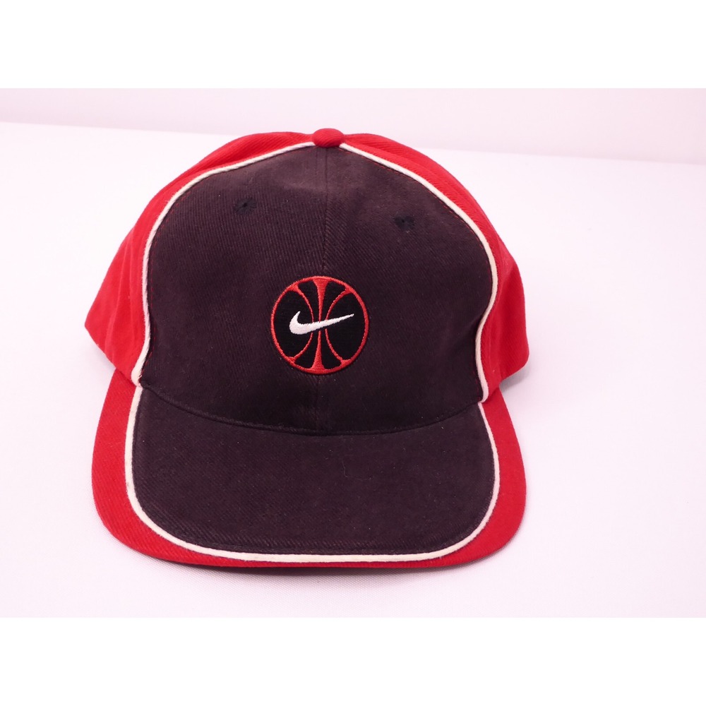 Vintage NIKE Basketball Black Red Baseball Hat Cap